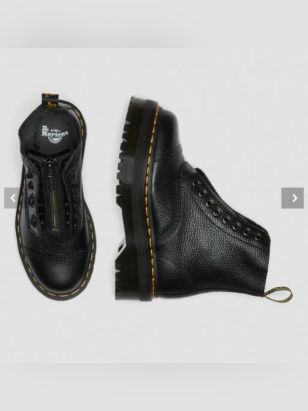 Dr. Martens Sinclair Milled Nappa Leather Black Platform Boots US W 8 NEW $220